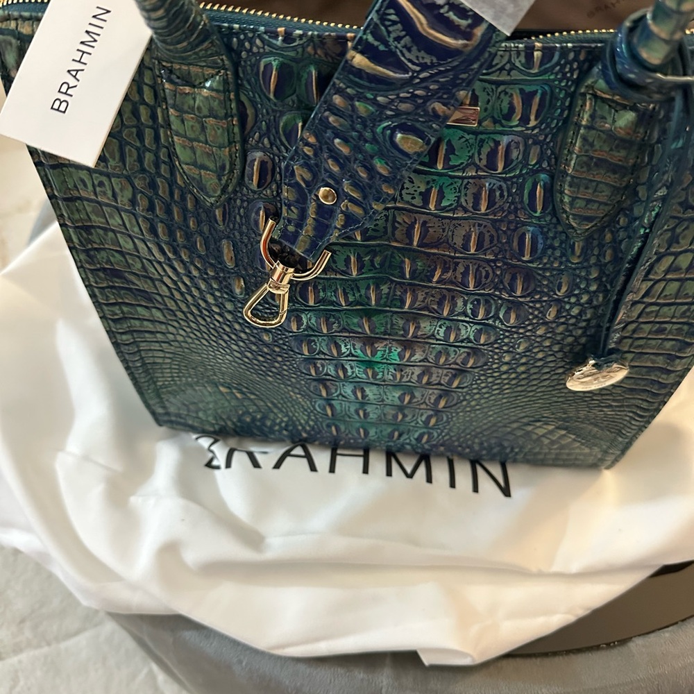 Brahmin Blue Satchel with Gold Accents (Caroline Dragon Melbourne) - Picture 4 of 8